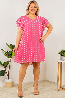 Regular Size, DRESS WITH DOUBLE RUFFLE SLEEVES